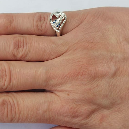 ANEL FOLHEADO A PRATA COM 50 MILÉSIMOS + VERNIZ DIAMOND - ANEL NOSSA SENHORA APARECIDA COM MICRO ZIRCÕNIAS TAMANHO 14 - PRA1139