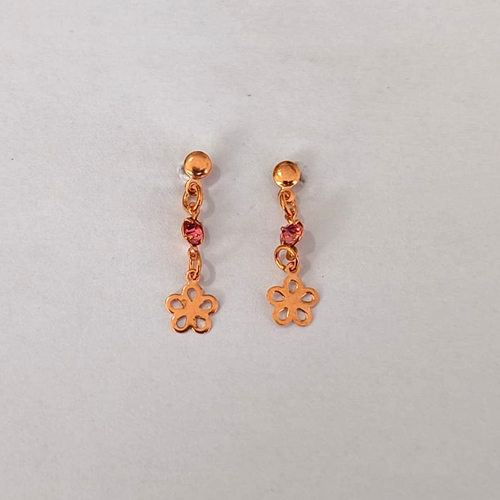BRINCO NO BRUTO PRONTO PARA O BANHO(CX47) - BRINCO DE PINO COM ZIRCÔNIA ROSA E FLOR 20MM - PESO 0,8GR - COMPOSIÇÃO: LATÃO / ZIRCÔNIA - BRU27025