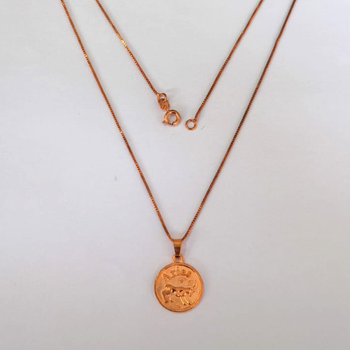 GARGANTILHA NO BRUTO PRONTA PARA O BANHO(CX47) - GARGANTILHA COM PINGENTE SIGNO ARIES - 50CM - PESO 4,3GR - BRU27049