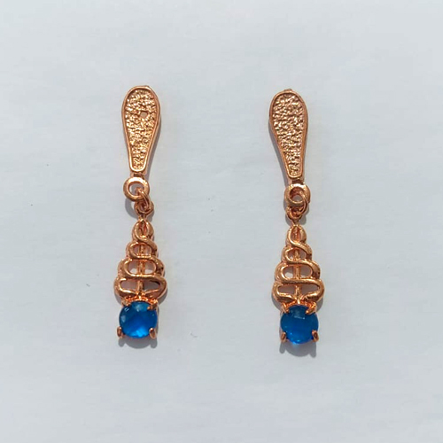 BRINCO NO BRUTO PRONTO PARA O BANHO(CX152) - BRINCO DE PINO BASE GOTA E ZIRCÔNIA AZUL 24MM - PESO 2,6GR - BRU27075