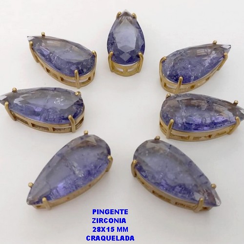 PINGENTE NO BRUTO PRONTO PARA O BANHO -(CX122) PINGENTE EM ZIRCONIA FUSION(CRAQUELADA) COM BASE EM ALTA FUSÃO 28X16MM - PESO 5.9GR - COMPOSIÇÃO 100% LATÃO - BRU25959