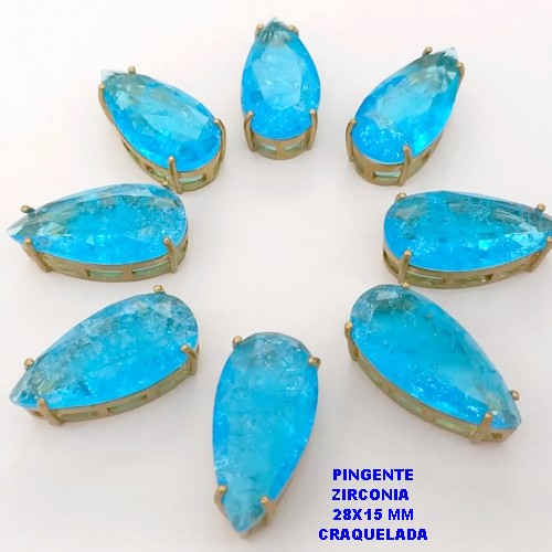 PINGENTE NO BRUTO PRONTO PARA O BANHO -(CX122) PINGENTE EM ZIRCONIA FUSION(CRAQUELADA) COM BASE EM ALTA FUSÃO 28X16MM - PESO 5.9GR - COMPOSIÇÃO 100% LATÃO - BRU25960
