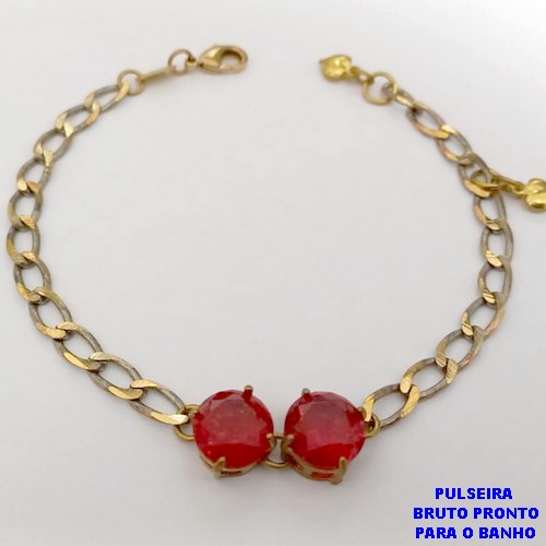 PULSEIRA NO BRUTO PRONTO PARA O BANHO -(CX186) PULSEIRA COM DUAS PEDRA DE ZIRCONIA 10X10MM 18CM (PESO 7.7GR - BRU25965