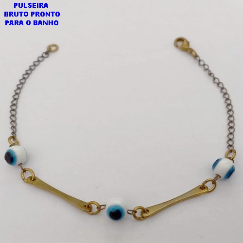PULSEIRA NO BRUTO PRONTO PARA O BANHO -(CX187) PULSEIRA SIMPLES E DELICADA COM OLHO GREGO- 18CM (PESO 1.7GR - BRU25976