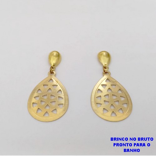 BRINCO NO BRUTO PRONTO PARA O BANHO -(CX187) BRINCO SIMPLES E DELICADO GOTA DE 25MM- (PESO 2.4GR - BRU25977