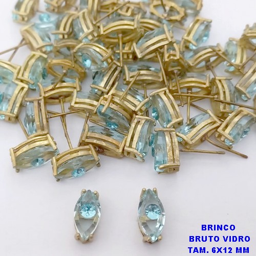 BRINCO NO BRUTO PRONTO PARA O BANHO(CX187) BRINCO DE PINO COM PINGENTE 6X12MM BASE EM ALTA FUSÃO (VIDRO)-( PESO 1,8GR - BRU25989