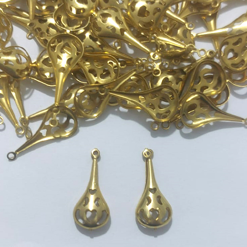 ACESSÓRIO NO BRUTO PRONTO PARA O BANHO - (370) (CX.71) GOTA VAZADA 20MM - PESO 0,6GR - COMPOSIÇÃO 100% LATÃO - BRU27126