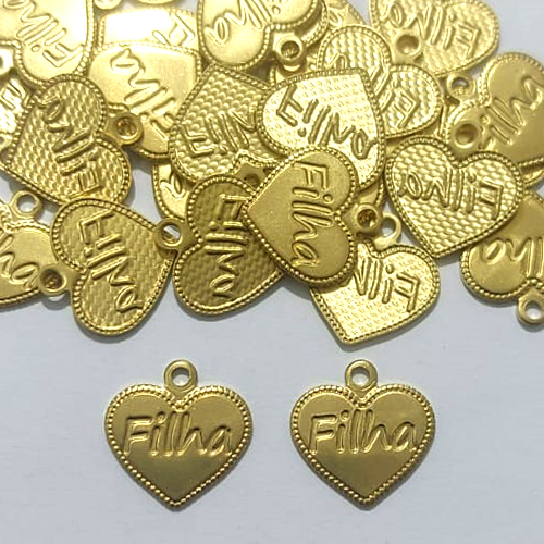 ACESSÓRIO NO BRUTO PRONTO PARA O BANHO - (3506) (CX.71) CORAÇÃO FILHA 12MM - PESO 0,6GR - COMPOSIÇÃO 100% LATÃO - BRU27127