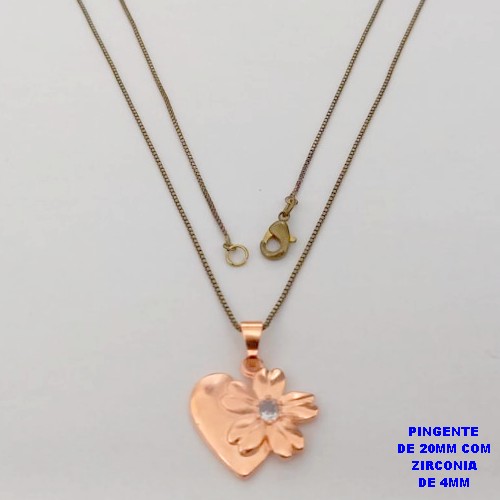 GARGANTILHA NO BRUTO PRONTO PARA O BANHO(CX188)(CRIS) COM CORRENTE VENEZIANA DE 45CM PINGENTE COM ZIRCONIA DE 4MMCOM ZIRCONIA CRISTAL( PESO 1.8GR -BRU26009