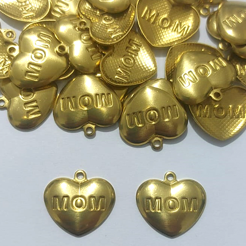 ACESSÓRIO NO BRUTO PRONTO PARA O BANHO - (3480) (CX.71) CORAÇÃO MOM 16MM - PESO 0,9GR - COMPOSIÇÃO 100% LATÃO - BRU27131