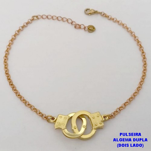 PULSEIRA NO BRUTO PRONTO PARA O BANHO(CX188)(3.266)PULSEIRA COM CORRENTE ELLO PORTUGUES 18CM ALGEMA DUPLA(dois lado) ( PESO 2.3GR -BRU26015