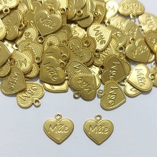 ACESSÓRIO NO BRUTO RONTO PARA O BANHO - (3503) CORAÇÃO MÃE 12MM - PESO 0,5GR - COMPOSIÇÃO 100% LATÃO - BRU27149