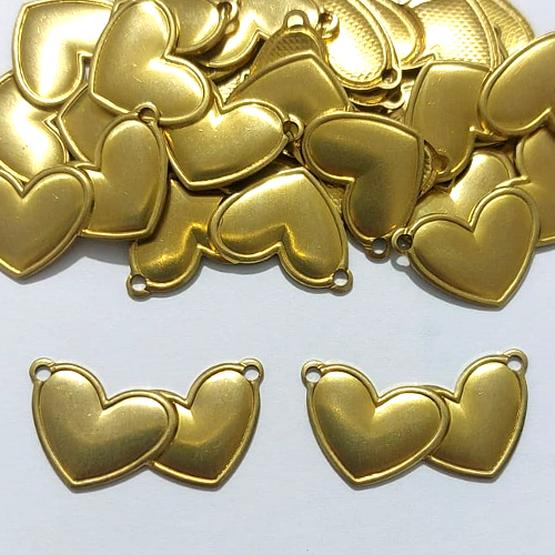 ACESSÓRIO NO BRUTO PRONTO PARA O BANHO - (1542) CORAÇÃO DUPLO 25MM - PESO 1,6GR - COMPOSIÇÃO 100% LATÃO - BRU27152