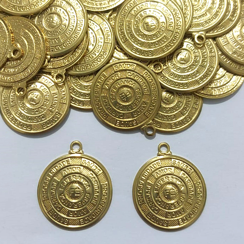 ACESSÓRIO NO BRUTO PRONTO PARA O BANHO - (2629) MEDALHA DIZERES 20MM - PESO 1,9GR - COMPOSIÇÃO 100% LATÃO - BRU27157