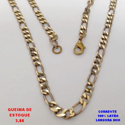 CORRENTE NO BRUTO PRONTO PARA O BANHO(CX189) -CORRENTE 100% LATÃO -TAMANHO 50CM -LARGURA 5MM- PESO TOTAL 14.8GR - BRU26069