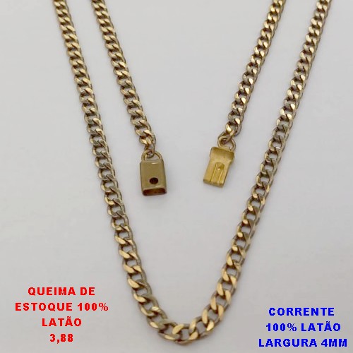 CORRENTE NO BRUTO PRONTO PARA O BANHO(CX189) -CORRENTE 100% LATÃO -TAMANHO 50CM -LARGURA 4MM- PESO TOTAL 12GR - BRU26070