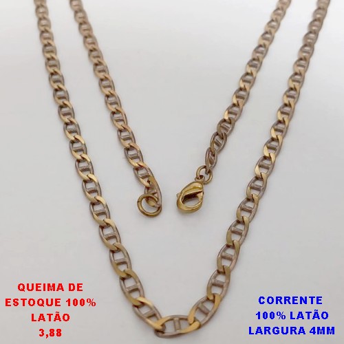 CORRENTE NO BRUTO PRONTO PARA O BANHO(CX189) -CORRENTE 100% LATÃO -TAMANHO 50CM -LARGURA 4MM- PESO TOTAL 12GR - BRU26071
