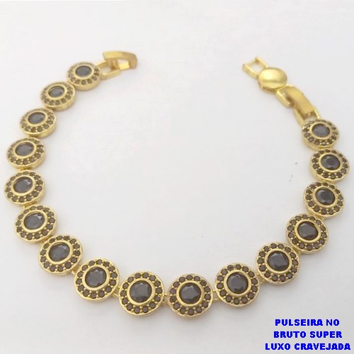 PULSEIRA NO BRUTO PRONTO PARA O BANHO(CX189)PULSEIRA CRAVEJADO EM MICRO ZIRCONIAS TAMANHO18CM (PESO 16.9GR) BRU26085