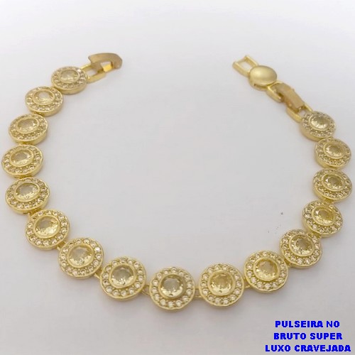 PULSEIRA NO BRUTO PRONTO PARA O BANHO(CX189)PULSEIRA CRAVEJADO EM MICRO ZIRCONIAS TAMANHO18CM (PESO 16.9GR) BRU26088