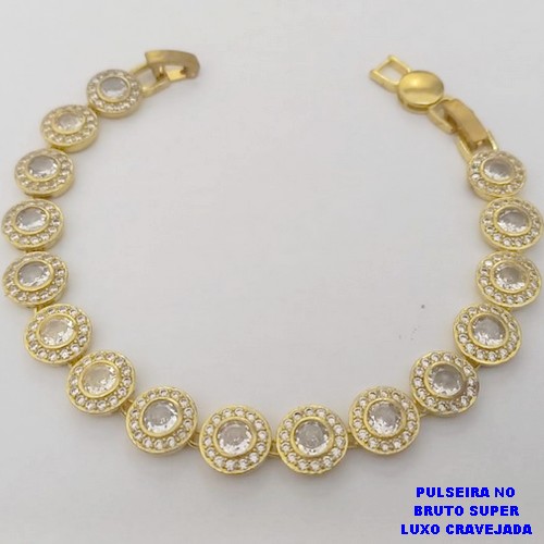 PULSEIRA NO BRUTO PRONTO PARA O BANHO(CX189)PULSEIRA CRAVEJADO EM MICRO ZIRCONIAS TAMANHO18CM (PESO 16.9GR) BRU26089