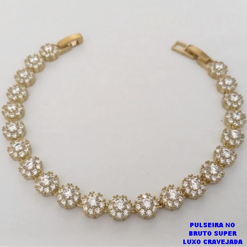 PULSEIRA NO BRUTO PRONTO PARA O BANHO(CX189)PULSEIRA CRAVEJADO EM MICRO ZIRCONIAS TAMANHO18CM (PESO 16.9GR) BRU26090
