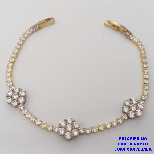 PULSEIRA NO BRUTO PRONTO PARA O BANHO(CX189)PULSEIRA CRAVEJADO EM MICRO ZIRCONIAS TAMANHO18CM (PESO 6GR) BRU26091