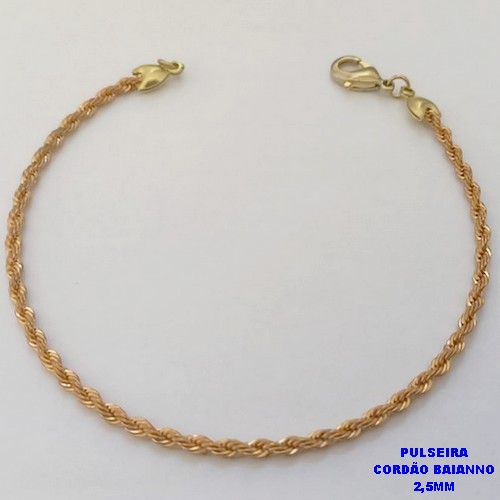PULSEIRA NO BRUTO PRONTO PARA O BANHO(CX189)PULSEIRA CORDÃO BAIANO DE 2,5MM - TAMANHO18CM (PESO 3.5GR) BRU26093