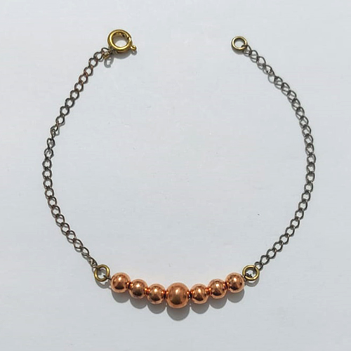 PULSEIRA NO BRUTO PRONTA PARA O BANHO(CX192) - PULSEIRA 17CM - COM ESFERAS - PESO 1,3GR - COMPOSIÇÃO: 100% LATÃO / ABS - BRU27167