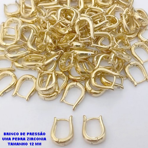 BRINCO NO BRUTO PRONTO BANHO (CX190) - BRINCO COM UMA PEDRA DE ZIRCÔNIA-TAMANHO 12MM - ARGOLINHA DE PRESSÃO (TRANQUETA) - PESO TOTAL 1.7GR - BRU26705