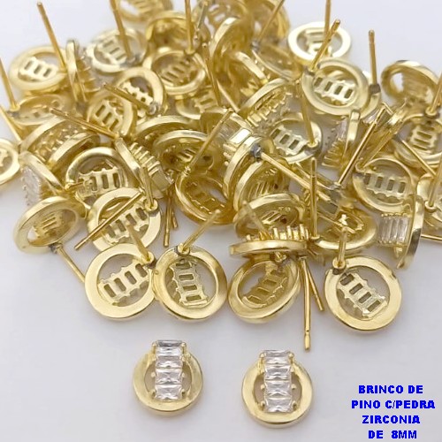 BRINCO NO BRUTO PRONTO PARA O BANHO -(CX190) BRINCO DE PINO COM PEDRA DE ZIRCONIA"(TAMANHO 8MM)"- PESO 1.2GR - COMPOSIÇÃO 100% LATÃO/ZIRCONIA - BRU26725