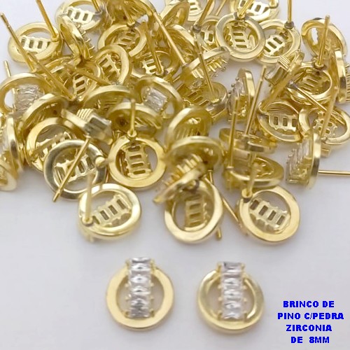 BRINCO NO BRUTO PRONTO PARA O BANHO -(CX190) BRINCO DE PINO COM PEDRA DE ZIRCONIA"(TAMANHO 10MM)"- PESO 1.6GR - COMPOSIÇÃO 100% LATÃO/ZIRCONIA - BRU26726