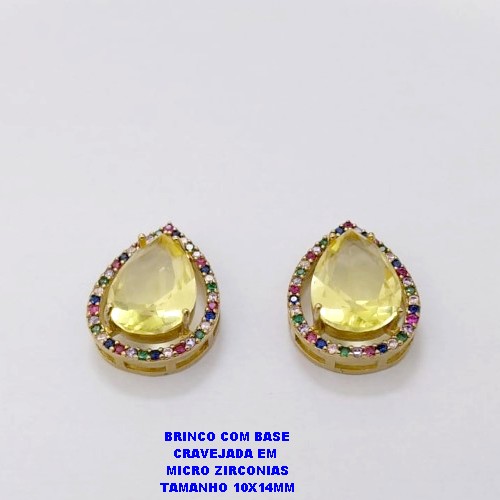 BRINCO NO BRUTO PRONTO PARA O BANHO / BRINCO COM BASE EM ALTA FUSÃO CRAVEJADA EM MICRO ZIRCONIAS E ZIRCONIA 10X14MM )TAMANHO 10X14MM - PESO 4.8GR - BRU26786