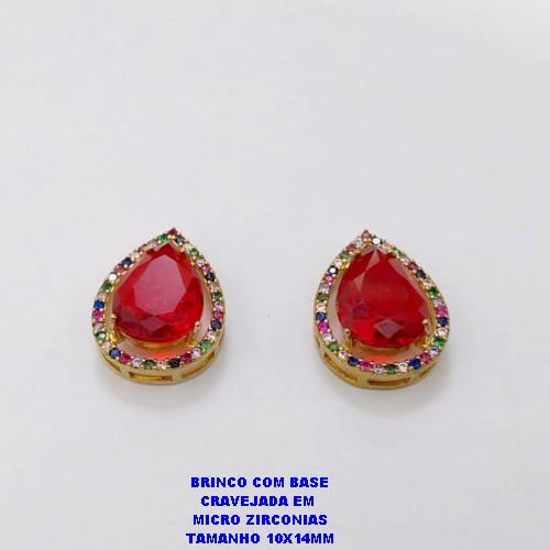 BRINCO NO BRUTO PRONTO PARA O BANHO / BRINCO COM BASE EM ALTA FUSÃO CRAVEJADA EM MICRO ZIRCONIAS E ZIRCONIA 10X14MM )TAMANHO 10X14MM - PESO 4.8GR - BRU26789