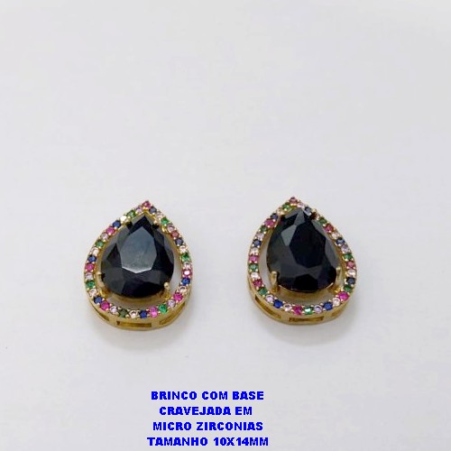 BRINCO NO BRUTO PRONTO PARA O BANHO / BRINCO COM BASE EM ALTA FUSÃO CRAVEJADA EM MICRO ZIRCONIAS E ZIRCONIA 10X14MM )TAMANHO 10X14MM - PESO 4.8GR - BRU26793