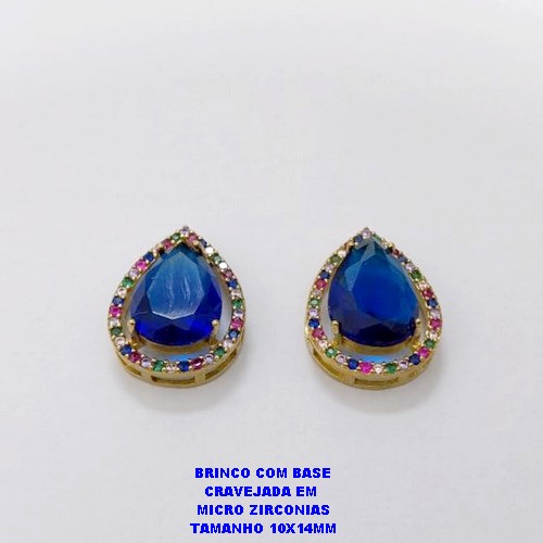 BRINCO NO BRUTO PRONTO PARA O BANHO / BRINCO COM BASE EM ALTA FUSÃO CRAVEJADA EM MICRO ZIRCONIAS E ZIRCONIA 10X14MM )TAMANHO 10X14MM - PESO 4.8GR - BRU26794