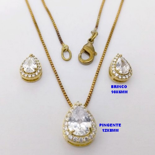 CONJUNTO NO BRUTO PRONTO PARA O BANHO(CX191) / BRINCO COM BASE EM ALTA FUSÃO CRAVEJADA EM MICRO ZIRCONIAS E ZIRCONIA - PESO 11.7GR - BRU26795