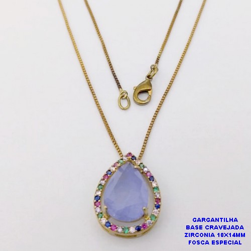 GARGANTILHA NO BRUTO PRONTO PARA O BANHO(CX191)GARGANTILHA CORTRENTE VENEZIANA DE 45CM COM BASE EM ALTA FUSÃO CRAVEJADA E ZIRCONIA FOSCA ESPECIAL 10X14MM )PESO 4.3GR- BRU26802
