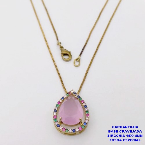 GARGANTILHA NO BRUTO PRONTO PARA O BANHO(CX191)GARGANTILHA CORRENTE VENEZIANA DE 45CM COM BASE EM ALTA FUSÃO CRAVEJADA E ZIRCONIA FOSCA ESPECIAL 10X14MM )PESO 4.3GR- BRU26803