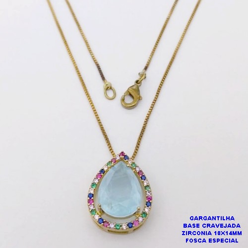 GARGANTILHA NO BRUTO PRONTO PARA O BANHO(CX191)GARGANTILHA CORRENTE VENEZIANA DE 45CM COM BASE EM ALTA FUSÃO CRAVEJADA E ZIRCONIA FOSCA ESPECIAL 10X14MM )PESO 4.3GR- BRU26804