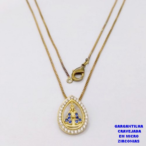 GARGANTILHA NO BRUTO PRONTO PARA O BANHO(CX191)GARGANTILHA CORRENTE VENEZIANA DE 45CM COM MEDALHA DE NOSSA SENHORA APARECIDA EM ALTA FUSÃO CRAVEJADA (TAMANHO 1.5CM )PESO 2.8GR- BRU26807