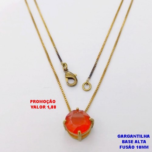 GARGANTILHA NO BRUTO PRONTO PARA O BANHO(CX192)CONJUNTO COM CORRENTE VENEZIANA DE 45CM - PINGENTE COM BASE EM ALTA FUSÃO 10MM - PESO 2.7GR- BRU26831