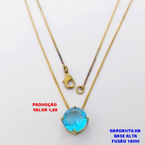 GARGANTILHA NO BRUTO PRONTO PARA O BANHO(CX192)CONJUNTO COM CORRENTE VENEZIANA DE 45CM - PINGENTE COM BASE EM ALTA FUSÃO 10MM - PESO 2.7GR- BRU26832