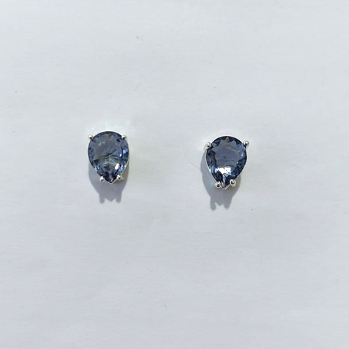 BRINCO FOLHEADO A PRATA COM 50 MILÉSIMOS + VERNIZ DIAMOND - BRINCOS DE PINO COM ZIRCÔNIAS OVAL LILÁS 10MM - PRA1179