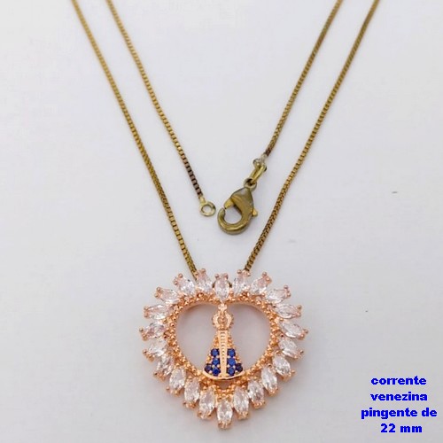 GARGANTILHA NO BRUTO PRONTO PARA O BANHO(CX193)GARGANTILHA COM CORRENTE VENEZIANA DE 45CM COM PINGENTE DE NOSSA SENHORA APARECIDA (PESO 1.8GR ) BRU26862