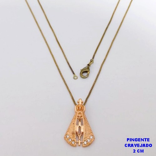 GARGANTILHA NO BRUTO PRONTO PARA O BANHO(CX193)GARGANTILHA COM CORRENTE VENEZIANA DE 45CM COM PINGENTE DE 2CM NOSSA SENHORA APARECIDA (PESO 3.5GR ) BRU26875