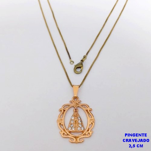 GARGANTILHA NO BRUTO PRONTO PARA O BANHO(CX193)GARGANTILHA COM CORRENTE VENEZIANA DE 45CM COM PINGENTE DE 2,5CM NOSSA SENHORA APARECIDA (PESO 3.7GR ) BRU26876