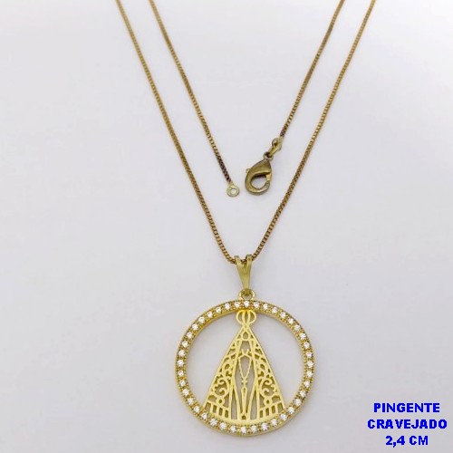 GARGANTILHA NO BRUTO PRONTO PARA O BANHO(CX193)GARGANTILHA COM CORRENTE VENEZIANA DE 45CM COM PINGENTE DE 2,4CM NOSSA SENHORA APARECIDA (PESO 3.9GR ) BRU26877