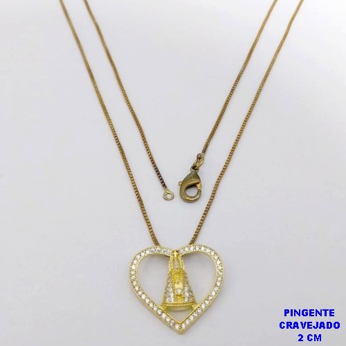 GARGANTILHA NO BRUTO PRONTO PARA O BANHO(CX193)GARGANTILHA COM CORRENTE VENEZIANA DE 45CM COM PINGENTE DE 2CM NOSSA SENHORA APARECIDA (PESO 3.2GR ) BRU26878