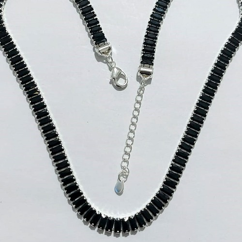 SHOCKER FOLHEADA A PRATA COM 50 MILÉSIMOS + VERNIZ DIAMOND - SHOCKER TODA EM ZIRCÔNIA NEGRA 40CM + EXTENSOR - PRA1196