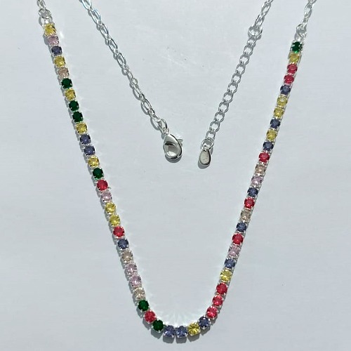SHOCKER FOLHEADA A PRATA COM 50 MILÉSIMOS + VERNIZ DIAMOND - SHOCKER EM ZIRCÔNIA COLORIDA 40CM + EXTENSOR - PRA1201